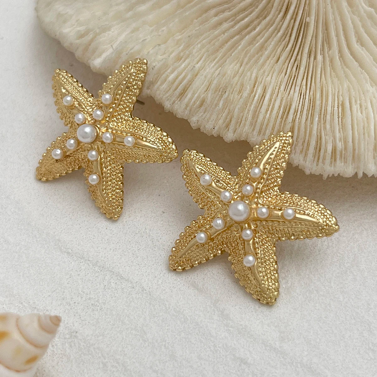 Trendy Starfish Summer and Beach Earrings - Gold & Silver Color Stud Earrings for Women