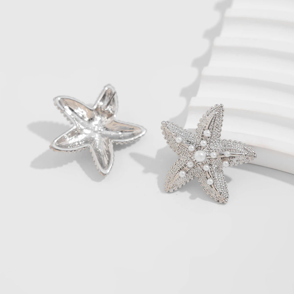 Trendy Starfish Summer and Beach Earrings - Gold & Silver Color Stud Earrings for Women